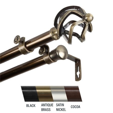 CENTRAL DESIGN Central Design 4742-484 Giro 0.81 in. Double Curtain Rod; 48-84 in. - Antique Brass 4742-484
